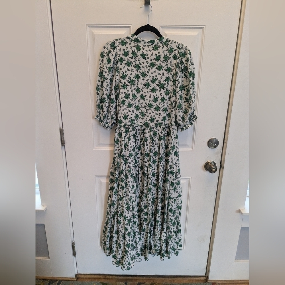 Zara Oyster White And Green Floral Maxi Dress - Picture 6 of 6